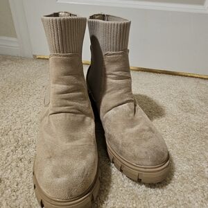 Soda Taupe Suede Ankle Booties